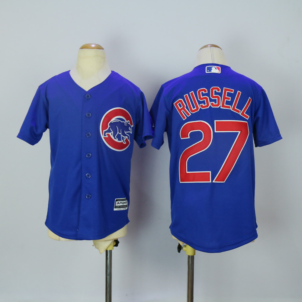 Youth Chicago Cubs #27 Russell Blue MLB Jerseys